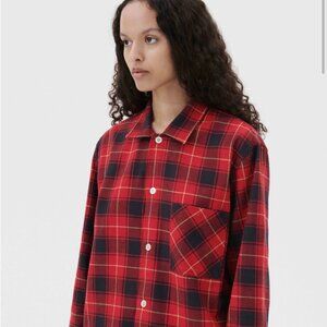 TEKLA Flannel loungewear long-sleeved shirt